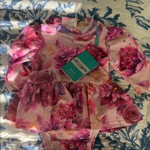 Posh peanut Floral Long-Sleeve Baby swimsuit